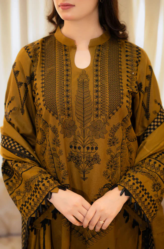 Libaas - Winter 3PC Dhanak Embroidered Suit -QA0027