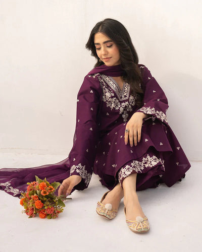 JAZMIN-3PC DHANAK EMBROIDERED SUIT QA8799