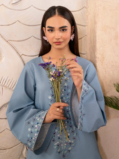 IZEL-2PC DHANAK EMBROIDERED SHIRT WITH DHANAK TROUSER-BIC-102