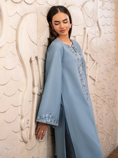 IZEL-2PC DHANAK EMBROIDERED SHIRT WITH DHANAK TROUSER-BIC-102