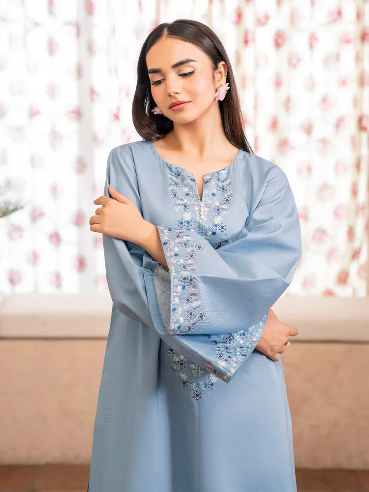 IZEL-2PC DHANAK EMBROIDERED SHIRT WITH DHANAK TROUSER-BIC-102