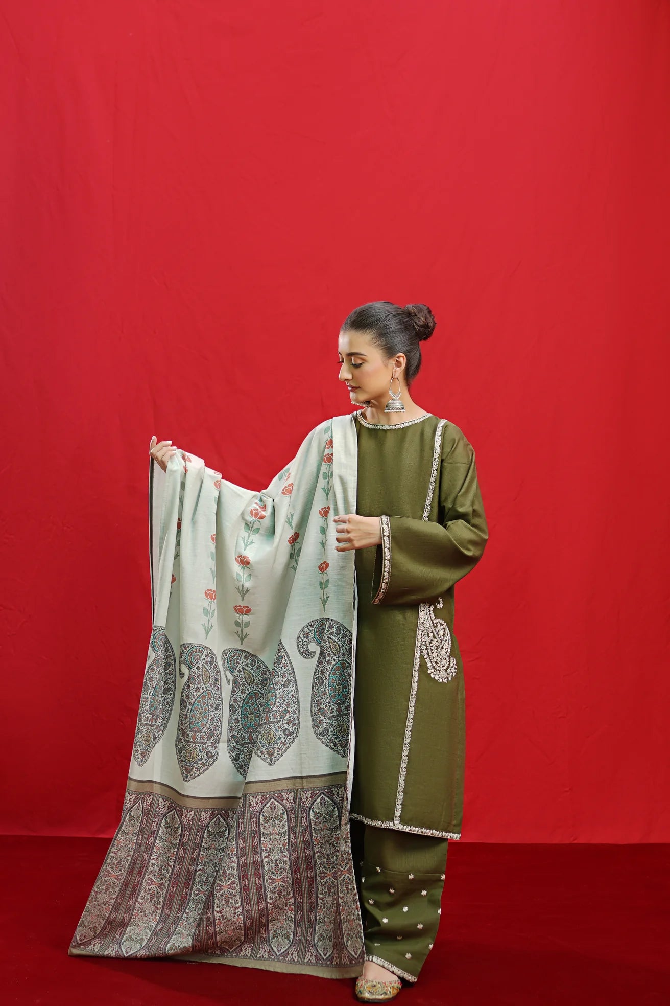 URGE - 3PC DHANAK EMBROIDERED QA-880