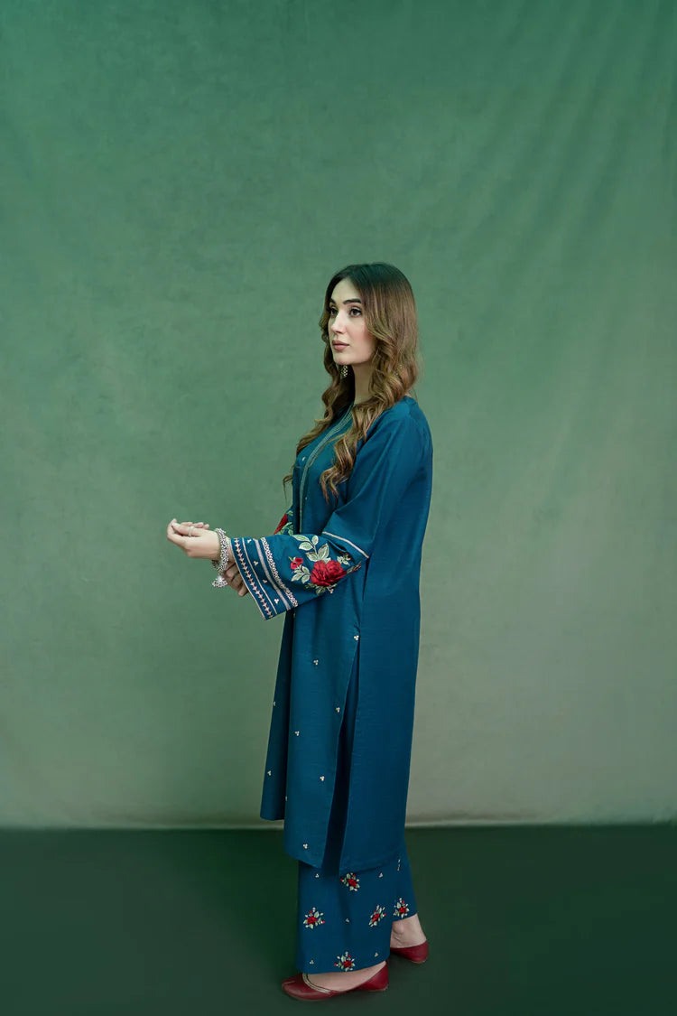 URGE-2PC DHANAK EMBROIDRED SHIRT WITH DHANAK EMBROIDRED TROUSER-BIC-101