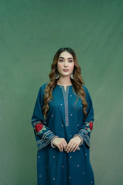 URGE-2PC DHANAK EMBROIDRED SHIRT WITH DHANAK EMBROIDRED TROUSER-BIC-101