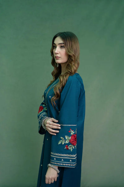 URGE-2PC DHANAK EMBROIDRED SHIRT WITH DHANAK EMBROIDRED TROUSER-BIC-101