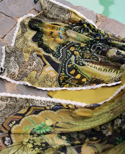 REPUBLIC WOMENSWEAR-3PC DHANAK EMBROIDERED SHIRT WITH COURTRAI PRINTED SHAWL & DHANAK TOUSER-BIC-4240