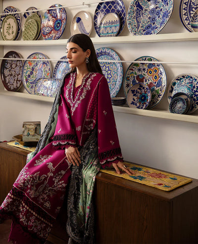 REPUBLIC-3PC DHANAK SEQUENCE EMBROIDERED SHIRT WITH COURTRAI PRINTED SHAWL & DHANAK TOUSER-BIC-4209