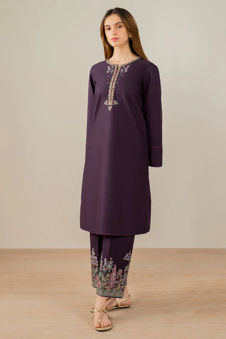 JAZMIN-2PC DHANAK EMBROIDERED SHIRT & EMBROIDERED TROUSER-BIC-111