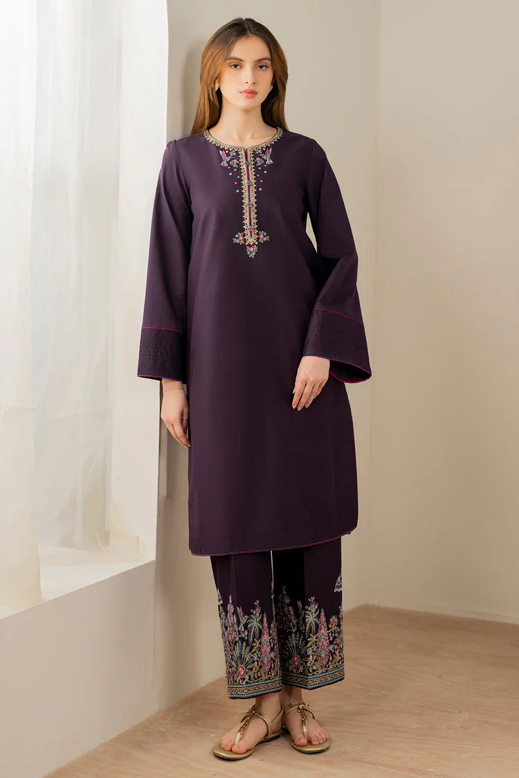 JAZMIN-2PC DHANAK EMBROIDERED SHIRT & EMBROIDERED TROUSER-BIC-111