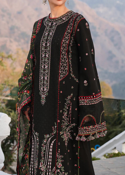 HUSSAIN REHAR-3PC KARANDI EMBROIDERED SHIRT WITH COURTRAI PRINTED SHAWL AND TROUSER-BIC-4261