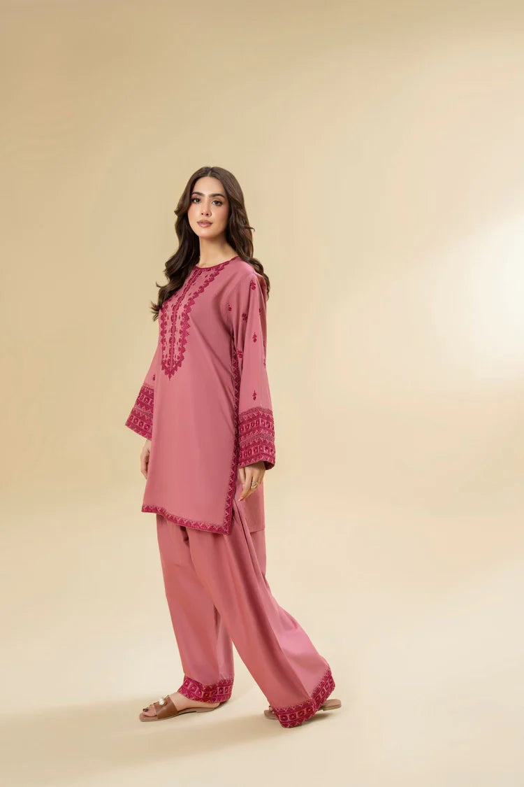 LAZULI-2PC KHADDAR EMBROIDRED SHIRT WITH KHADDAR EMB TROUSER-BIC-127