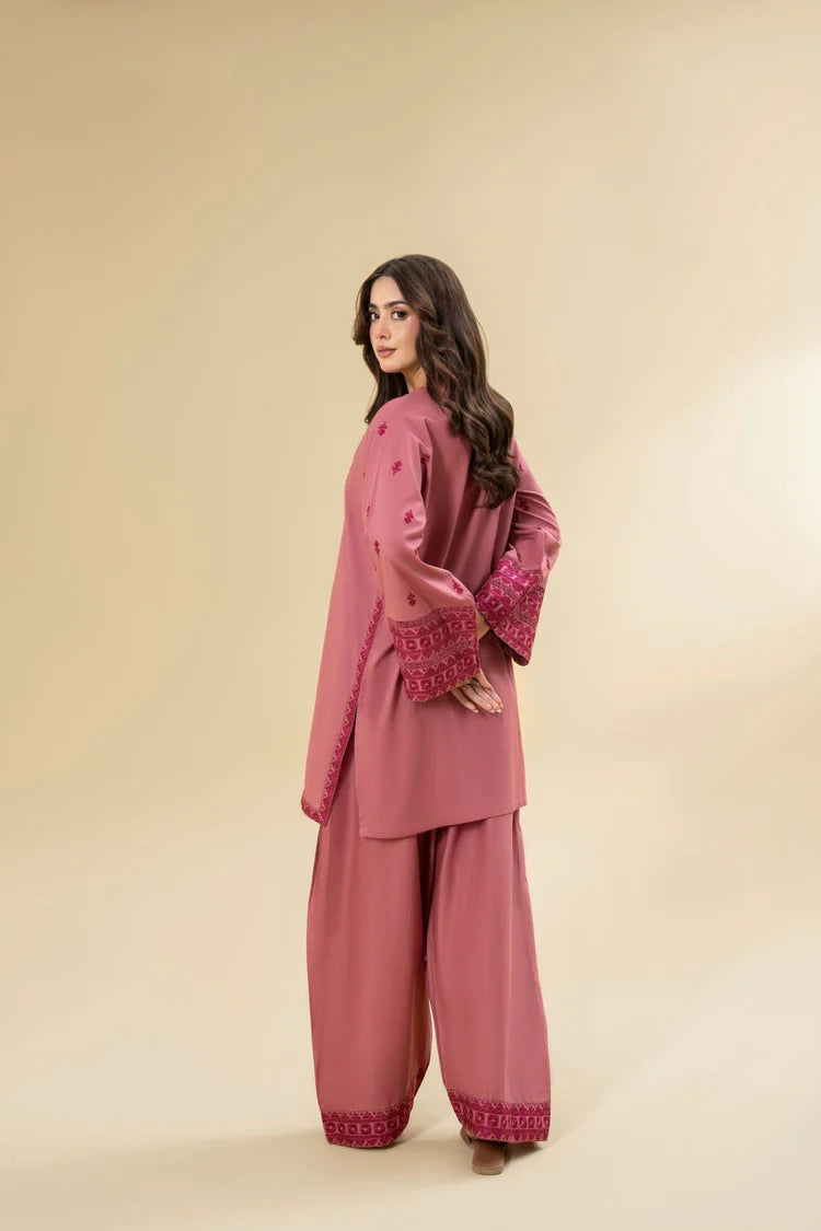 LAZULI-2PC KHADDAR EMBROIDRED SHIRT WITH KHADDAR EMB TROUSER-BIC-127