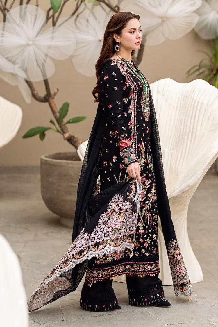 QALAMQAR-3PC DHANAK EMBROIDERED SHIRT WITH COTTON NET EMBROIDERED DUPATTA -BIC-4254