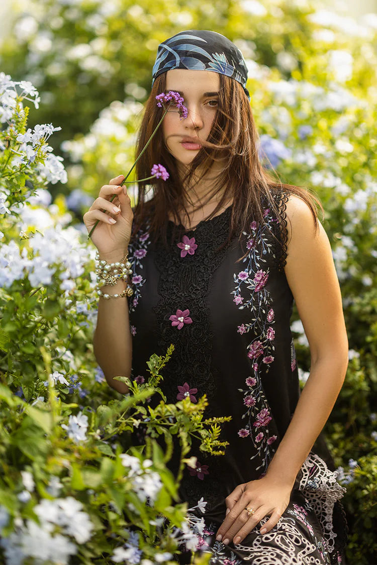 MUSHQ-3PC DHANAK EMBROIDERED SHIRT WITH COURTRAI PRINTED SHAWL & TROUSER-BIC-4090