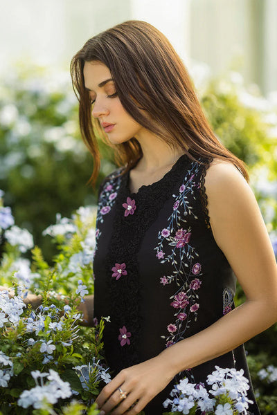 MUSHQ-3PC DHANAK EMBROIDERED SHIRT WITH COURTRAI PRINTED SHAWL & TROUSER-BIC-4090