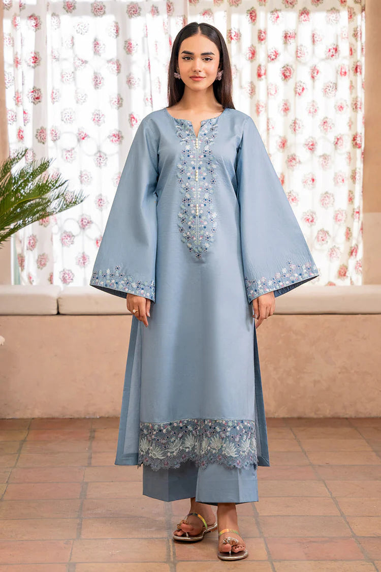 IZEL-2PC DHANAK EMBROIDERED SHIRT WITH DHANAK TROUSER-BIC-102