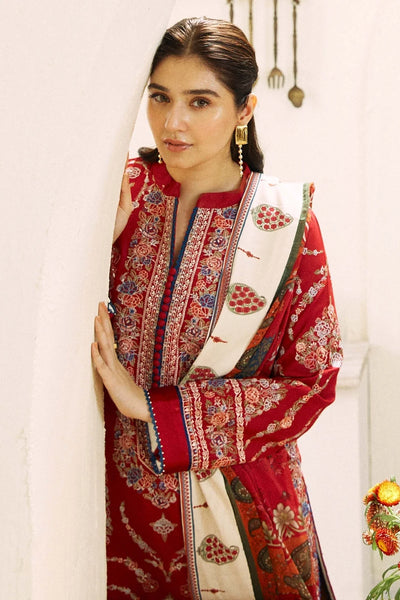 ZARA SHAH JAHAN - 3PC DHANAK EMBROIDERED SHIRT WITH PASHMINA PRINTED SHAWL QA-221