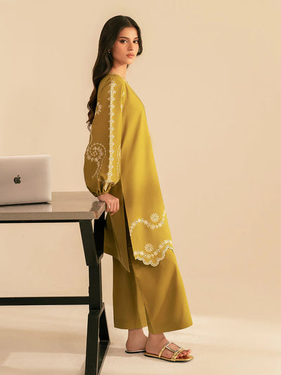 BATIK-2PC DHANAK EMBROIDRED SHIRT WITH DHANAK EMBROIDRED SLEEVES-BIC-122