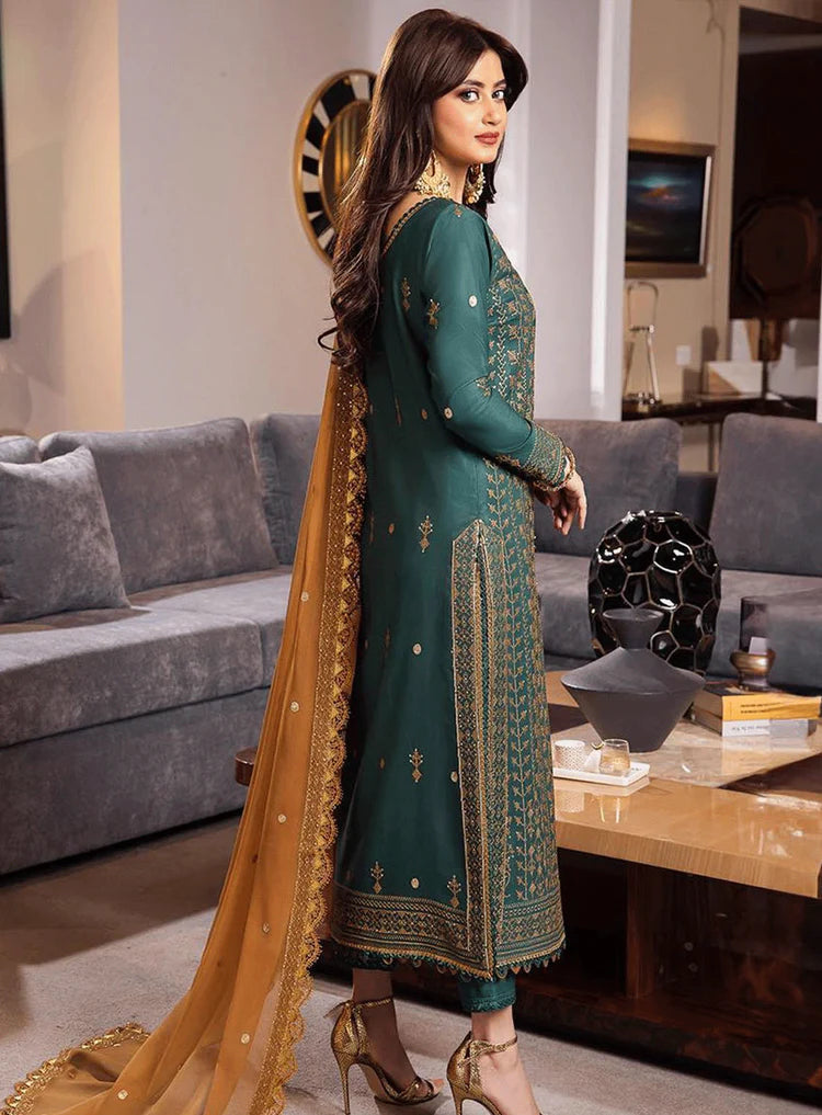 ASIM JOFA-3PC DHANAK EMBROIDERED SHIRT WITH DHANAK EMBROIDERED DUPATTA AND TROUSER -BIC-4153