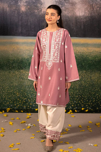 URGE-3PC DHANAK EMBROIDERED SHIRT WITH COUTRAI WOOL PRINTED SHAWL AND EMB TROUSER-BIC-4086