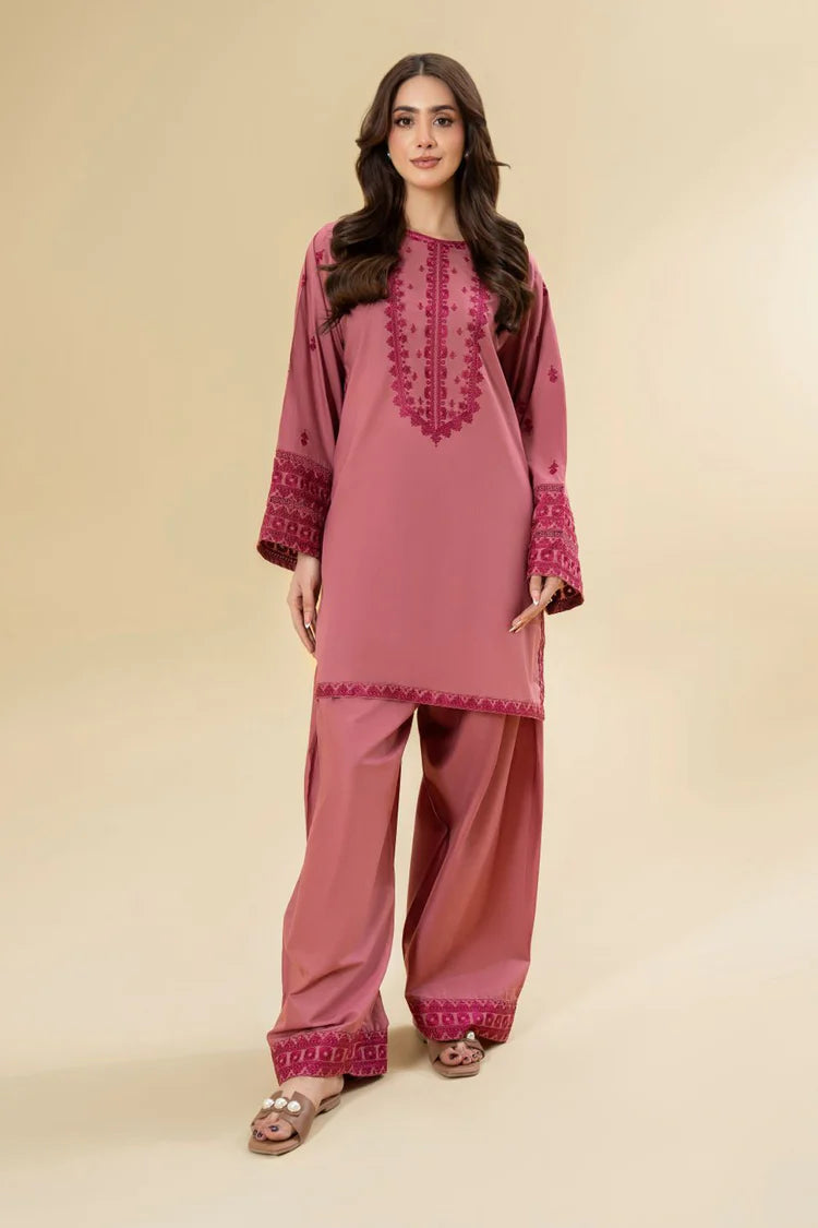 LAZULI-2PC KHADDAR EMBROIDRED SHIRT WITH KHADDAR EMB TROUSER-BIC-127