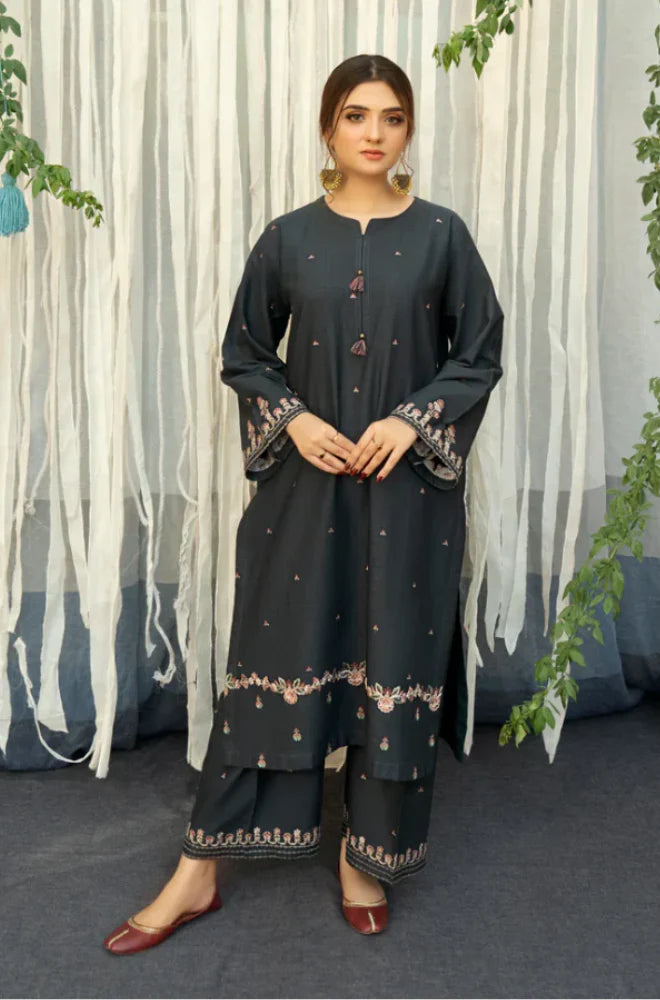 URGE 3PC EMBROIDERED DHANAK SUIT – QA637