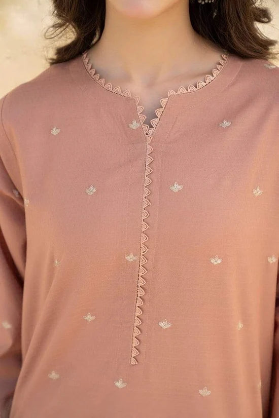 JAZMIN-2PC DHANAK EMBROIDERED SHIRT WITH DHANAK EMBROIDRED TROUSER-BIC-117