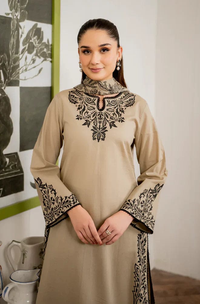 3PC-Embroidery Suit With Dhanak Shawl-QA120