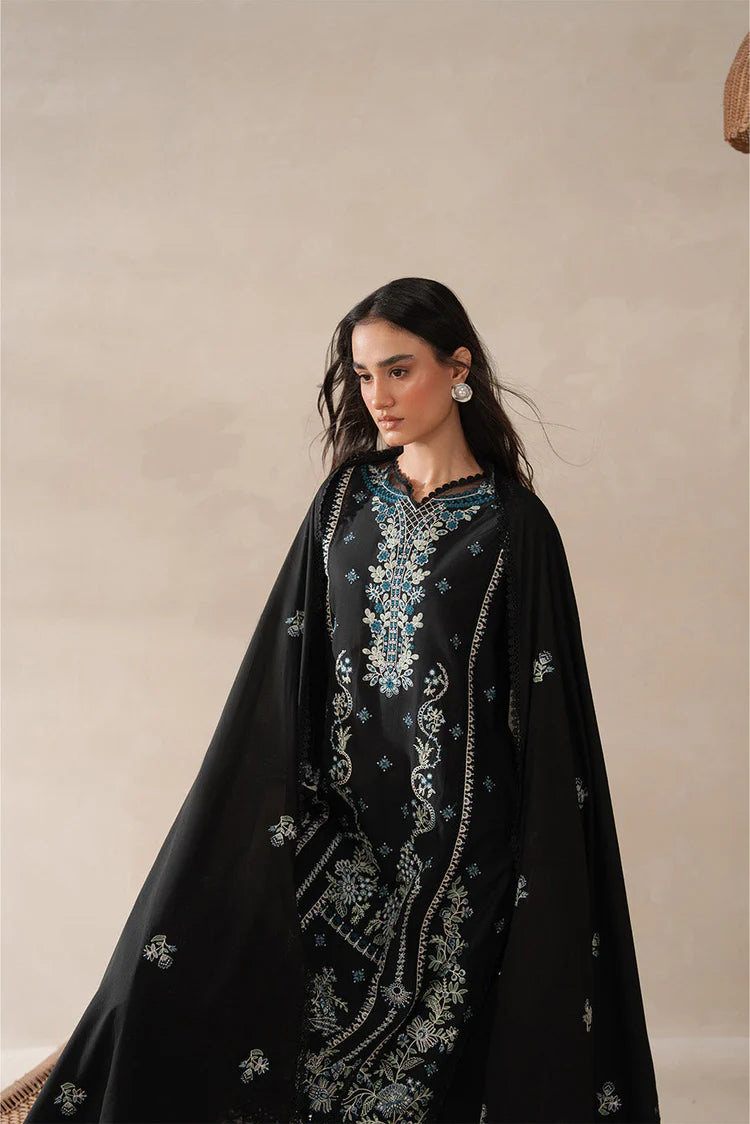 BEECHTREE-3PC KARANDI EMBROIDERED SHIRT WITH KHADDI NET EMBROIDERED DUPATTA AND EMB TROUSER-BIC-4258