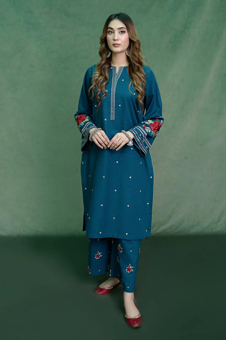 URGE-2PC DHANAK EMBROIDRED SHIRT WITH DHANAK EMBROIDRED TROUSER-BIC-101