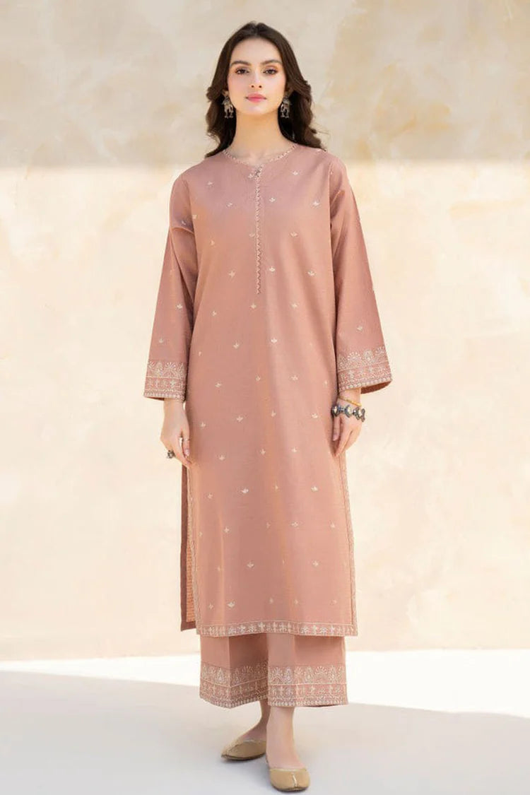 JAZMIN-2PC DHANAK EMBROIDERED SHIRT WITH DHANAK EMBROIDRED TROUSER-BIC-117