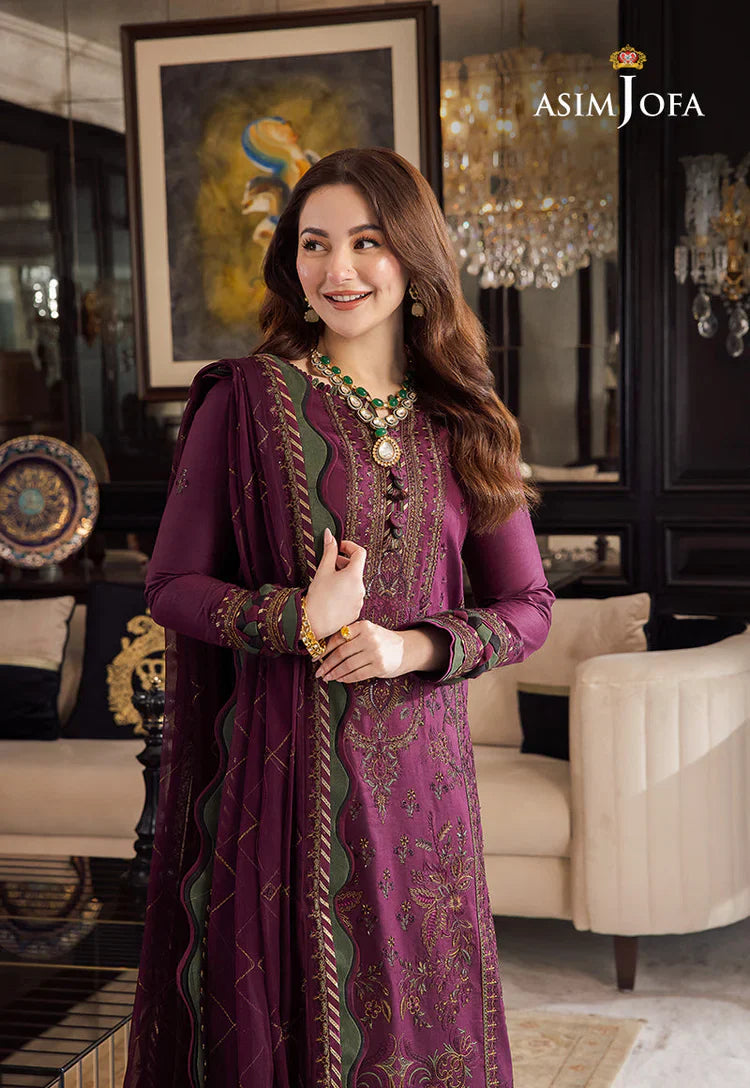ASIM JOFA-3PC WINTER DHANAK EMBROIDERED SUIT QA-4487